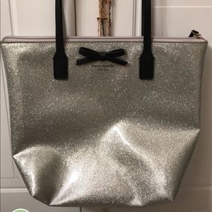 Kate Spade silver glitter tote